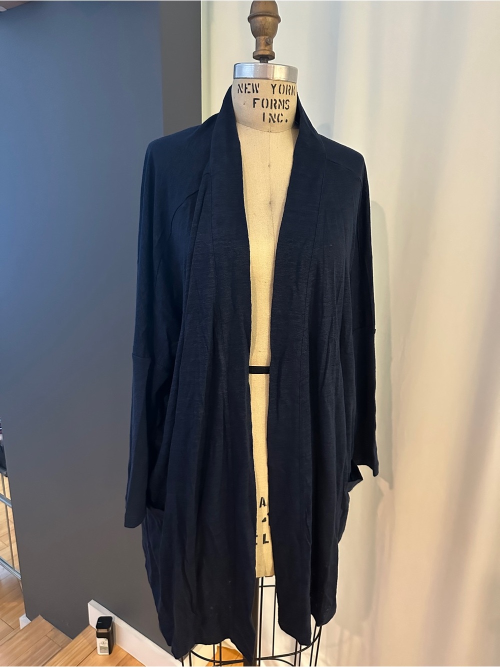 Lunya Women's Open-Front Navy Linen Cardigan